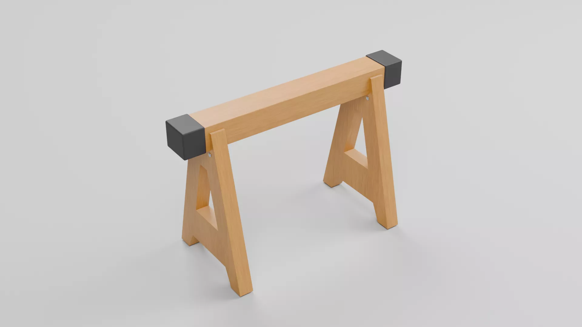 Timber Sawhorse with Dark End Caps Low-poly 3D model