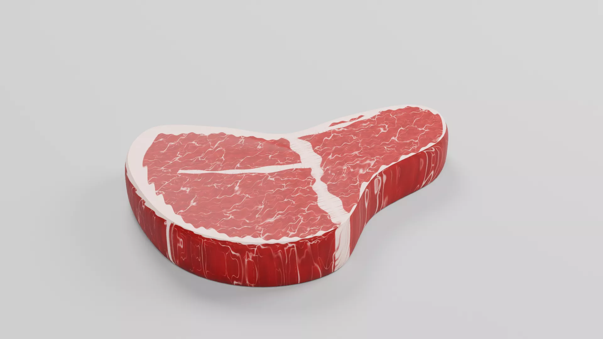 Broad Fresh Steak with Branching Marbling Low-poly 3D model