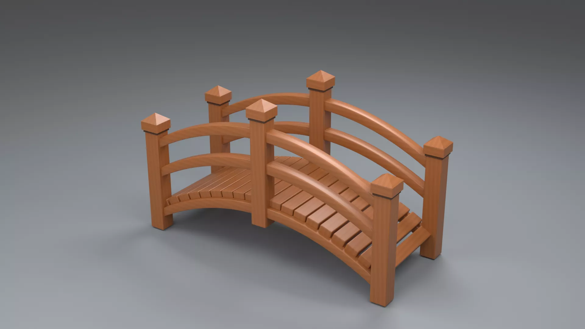 Wooden bridge Low-poly 3D model
