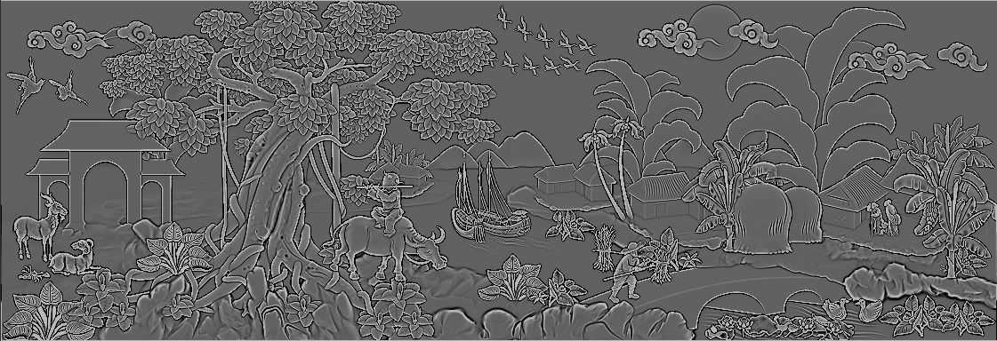 Mural landscape wood carving file stl OBJ and ZTL for CNC 3D print model_4