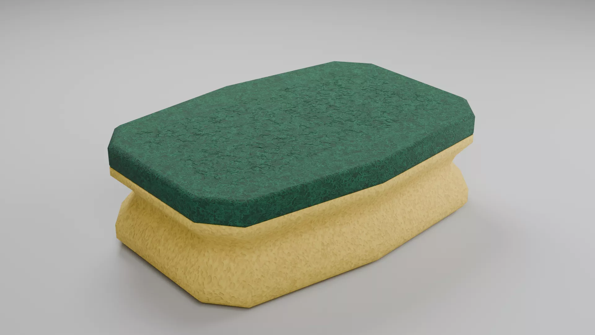 Rectangular Scrub Sponge with Green Scouring Pad Low-poly 3D model