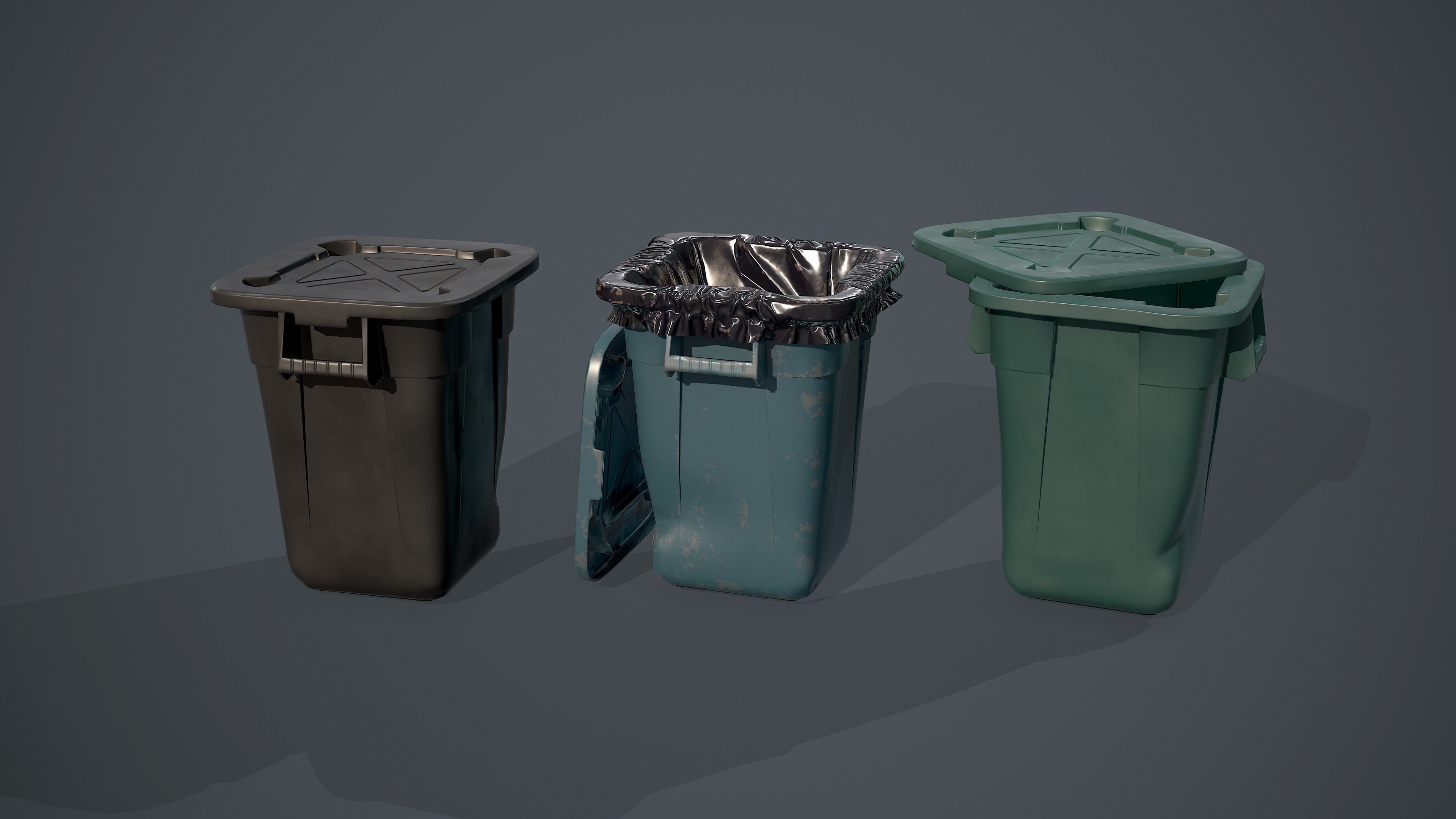 Trash Bag and Containers Low-poly 3D model_1