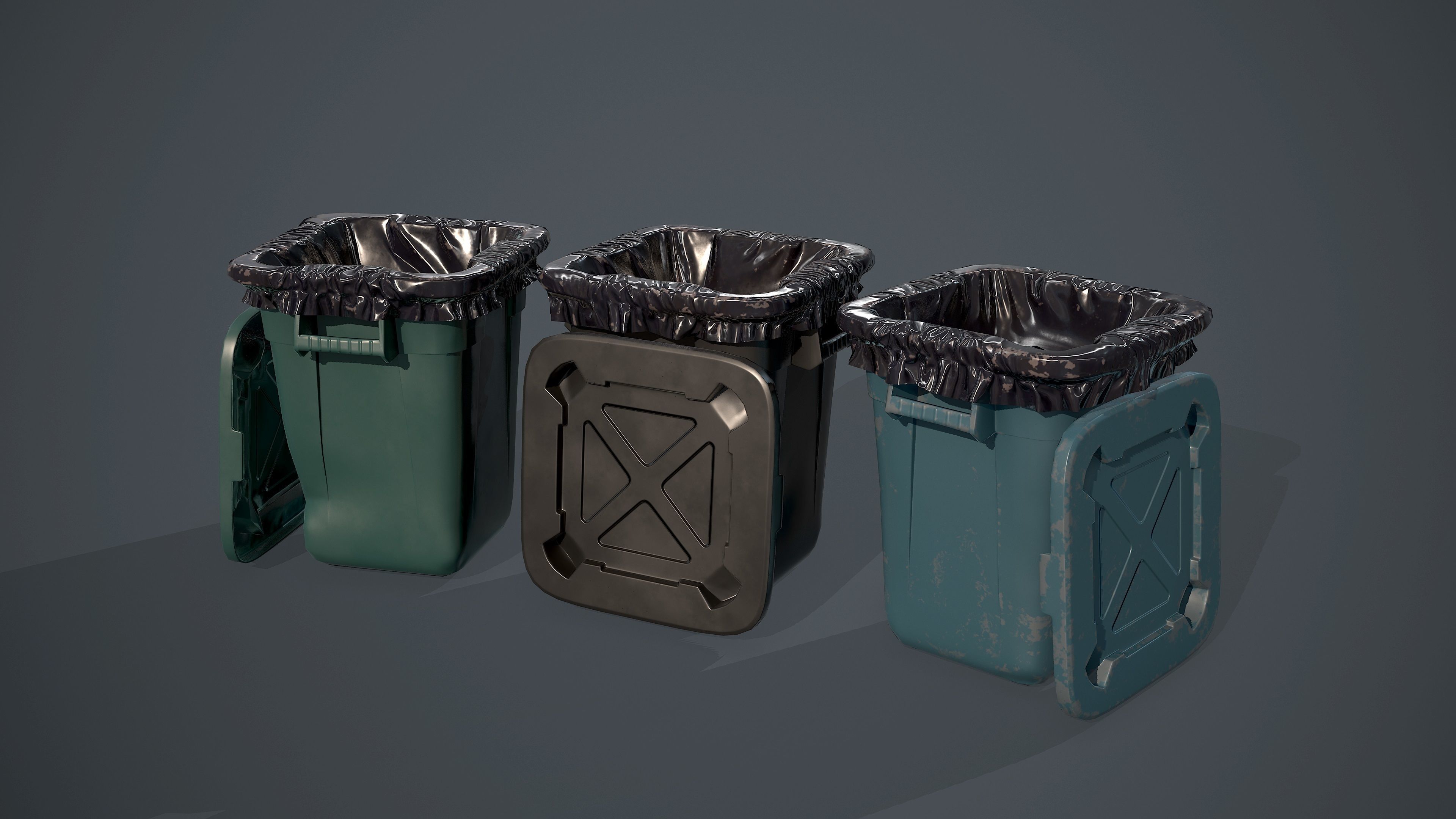 Trash Bag and Containers Low-poly 3D model_6