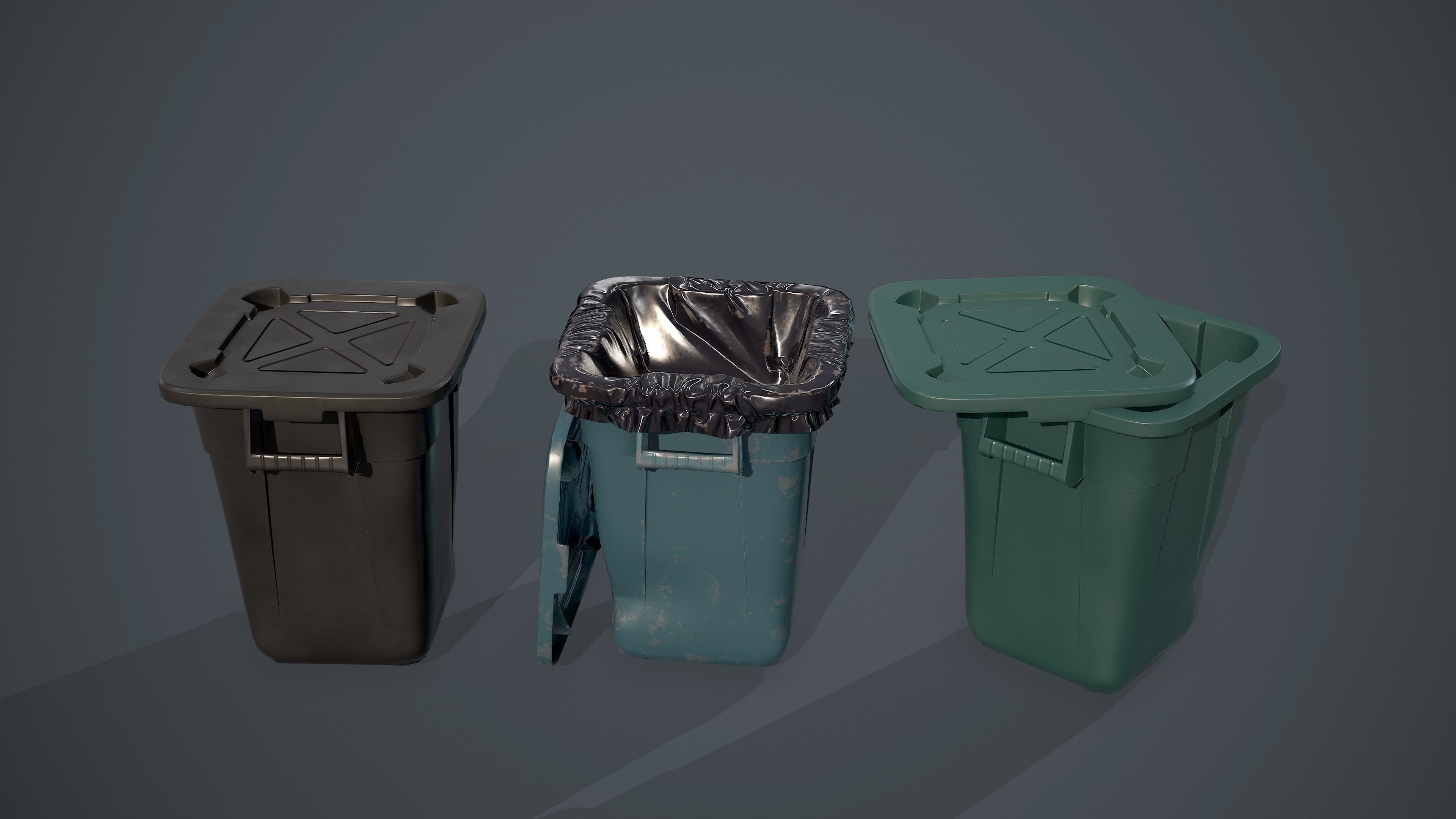 Trash Bag and Containers Low-poly 3D model_2
