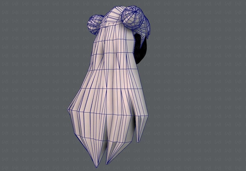 3D Hair style for girl V01 Low-poly 3D model_29
