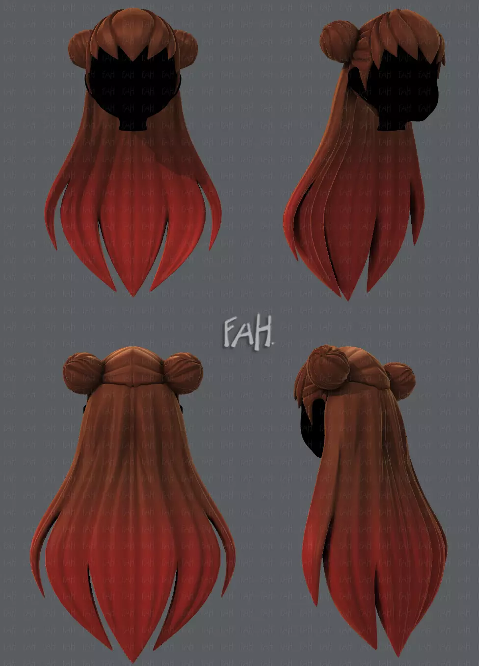 3D Hair style for girl V01 Low-poly 3D model_0