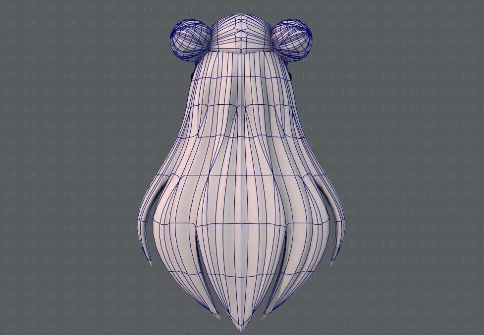 3D Hair style for girl V01 Low-poly 3D model_14