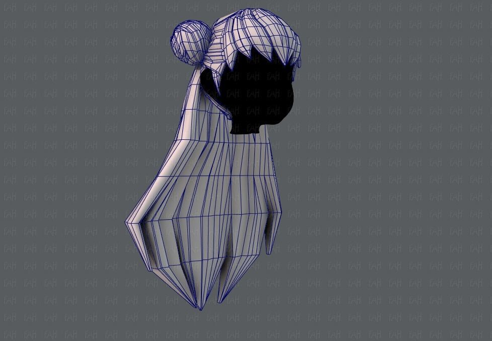 3D Hair style for girl V01 Low-poly 3D model_27