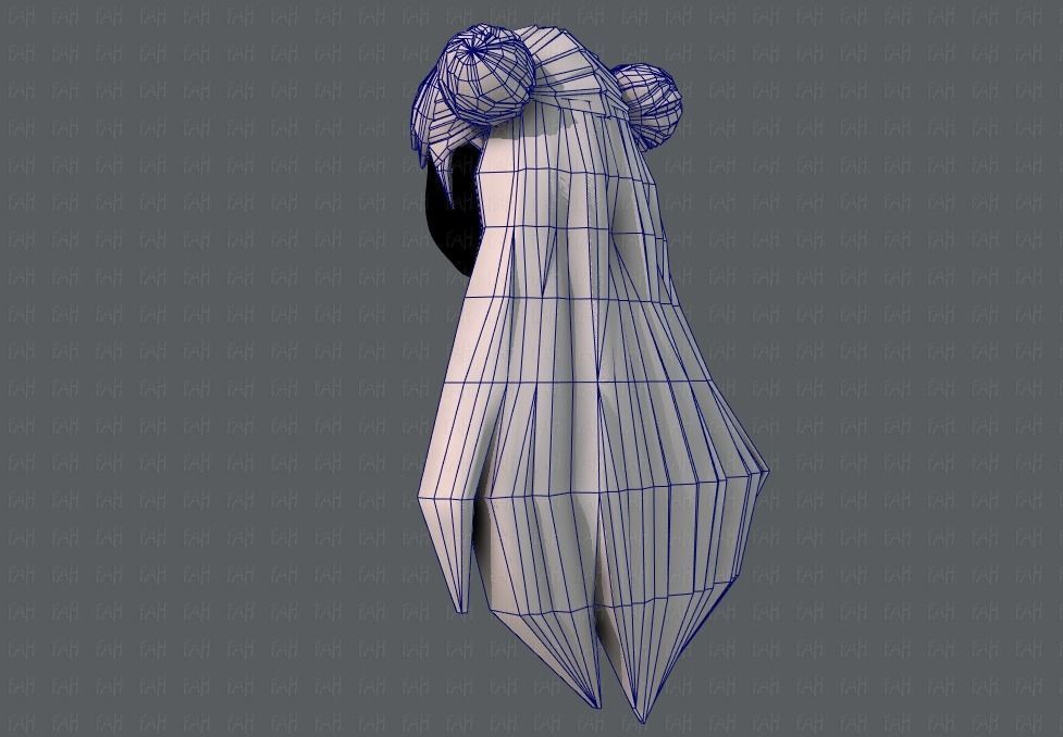 3D Hair style for girl V01 Low-poly 3D model_31