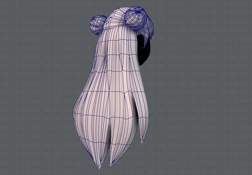 3D Hair style for girl V01 Low-poly 3D model_13