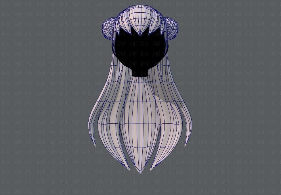 3D Hair style for girl V01 Low-poly 3D model_10