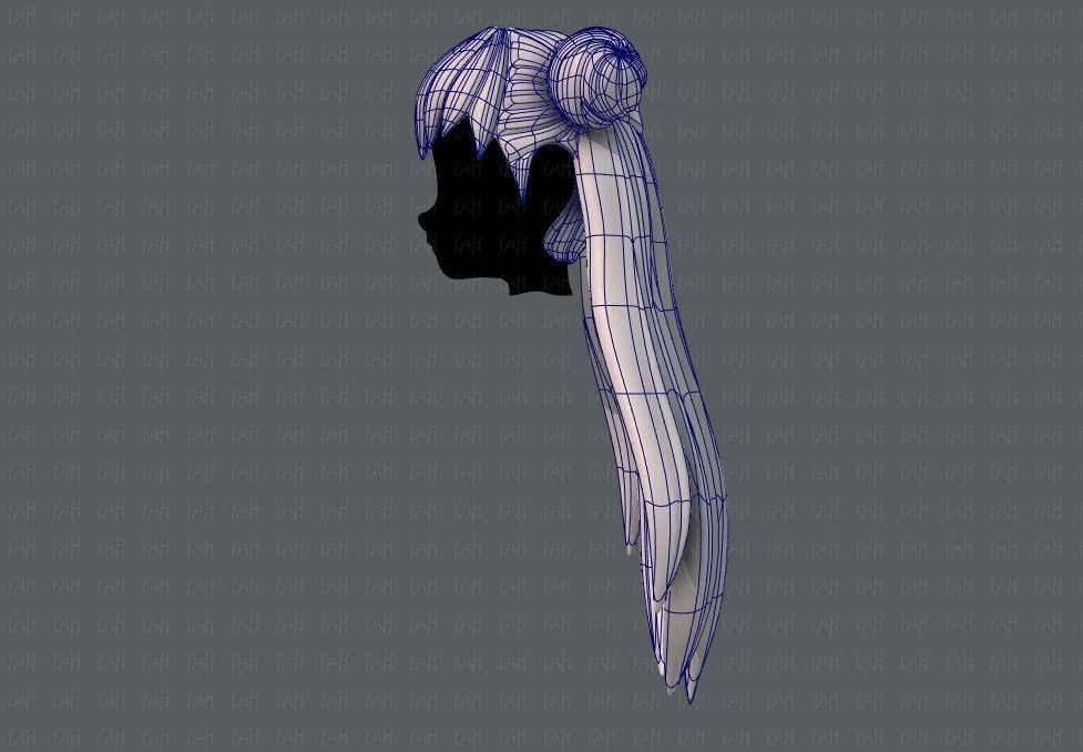 3D Hair style for girl V01 Low-poly 3D model_16