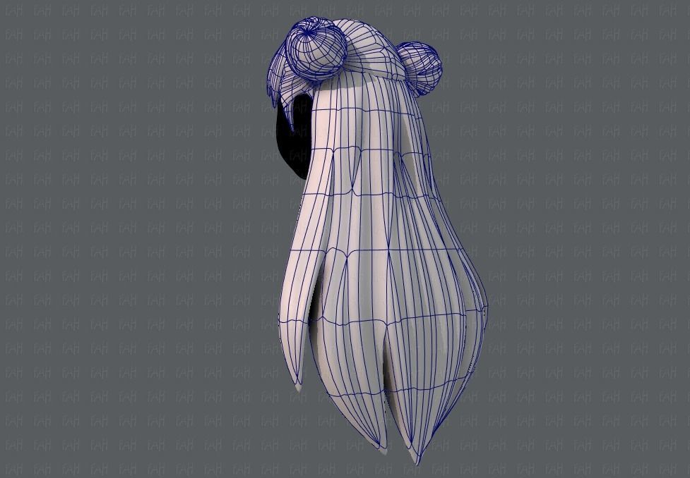 3D Hair style for girl V01 Low-poly 3D model_15