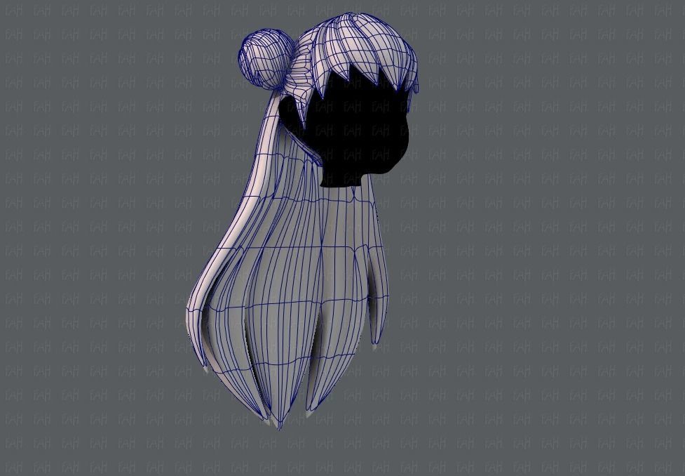 3D Hair style for girl V01 Low-poly 3D model_11