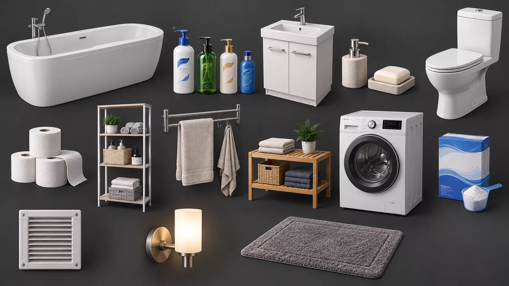 Modern Bathroom Furniture Pack Game Ready Low-poly 3D model