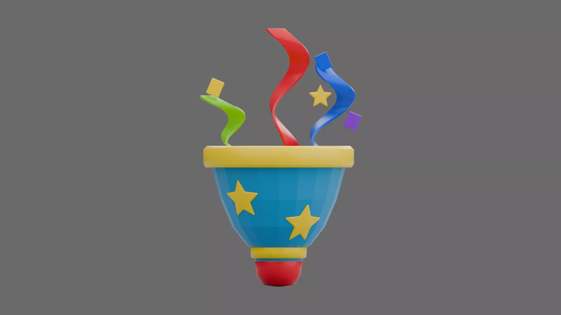 Round Party Popper with Colorful Streamers Low-poly 3D model