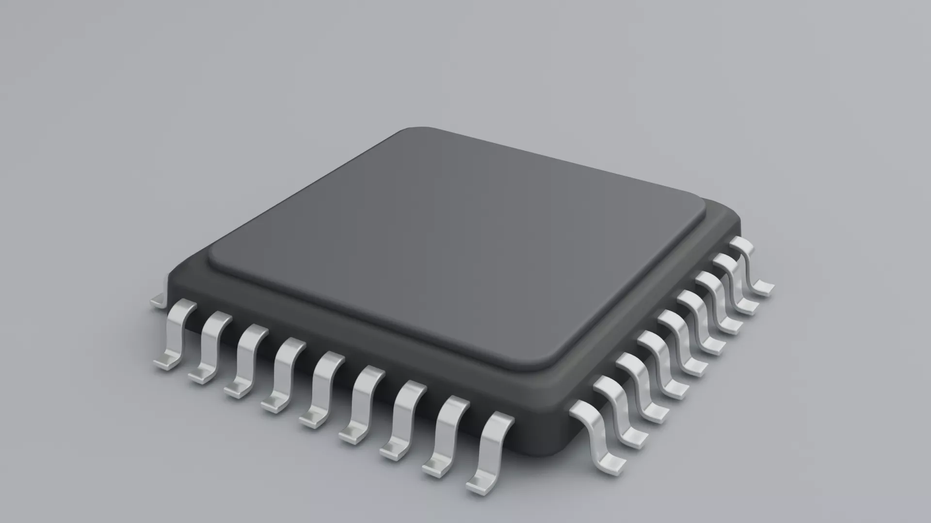 Square Integrated Circuit with Silver Pins Low-poly 3D model