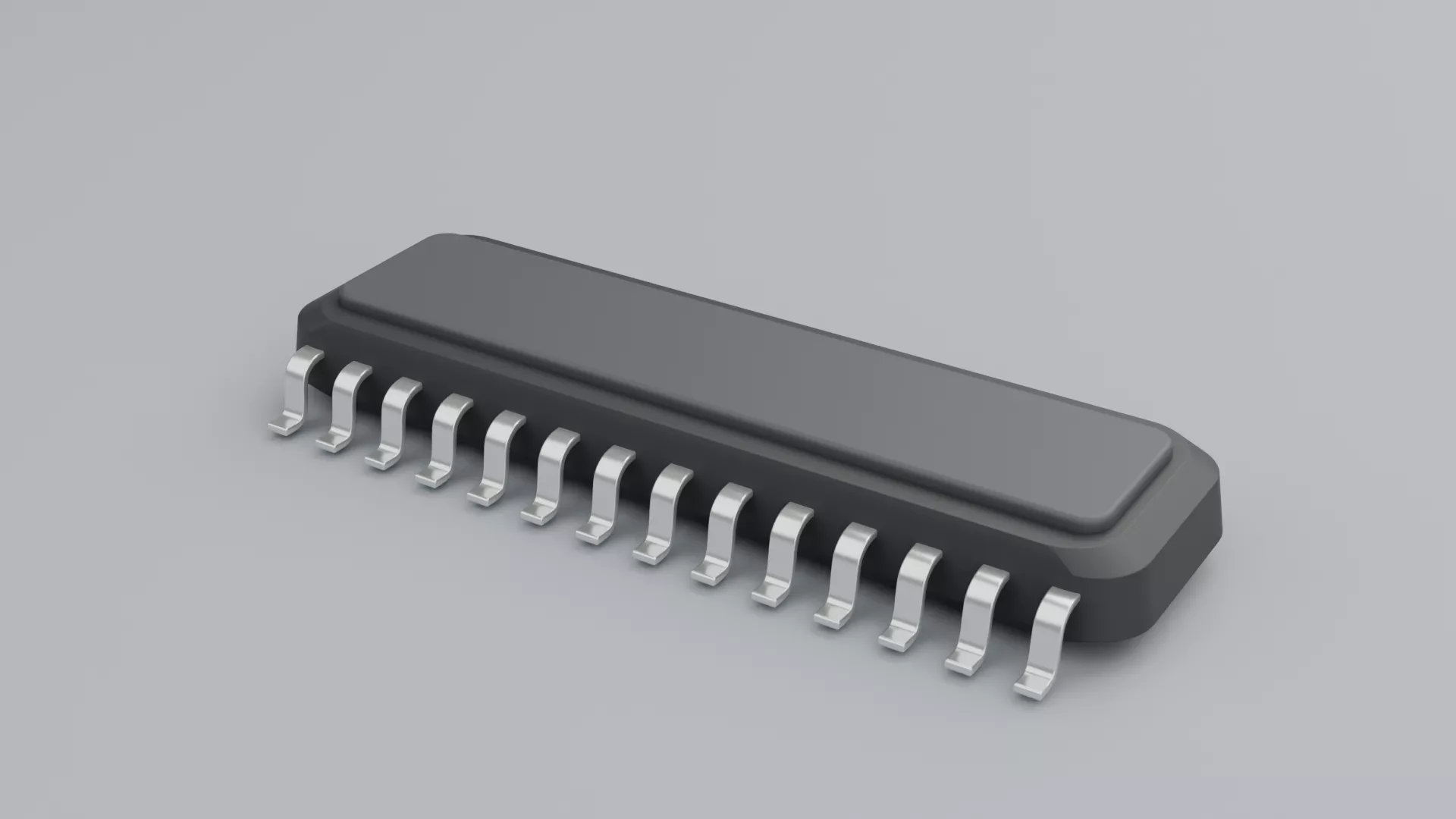 Long Rectangular Electronic Chip Low-poly 3D model