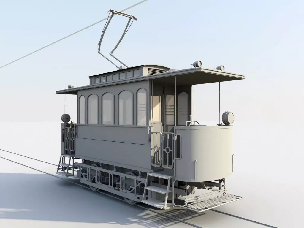 Tram 3dmodel car Low-poly 3D model_0