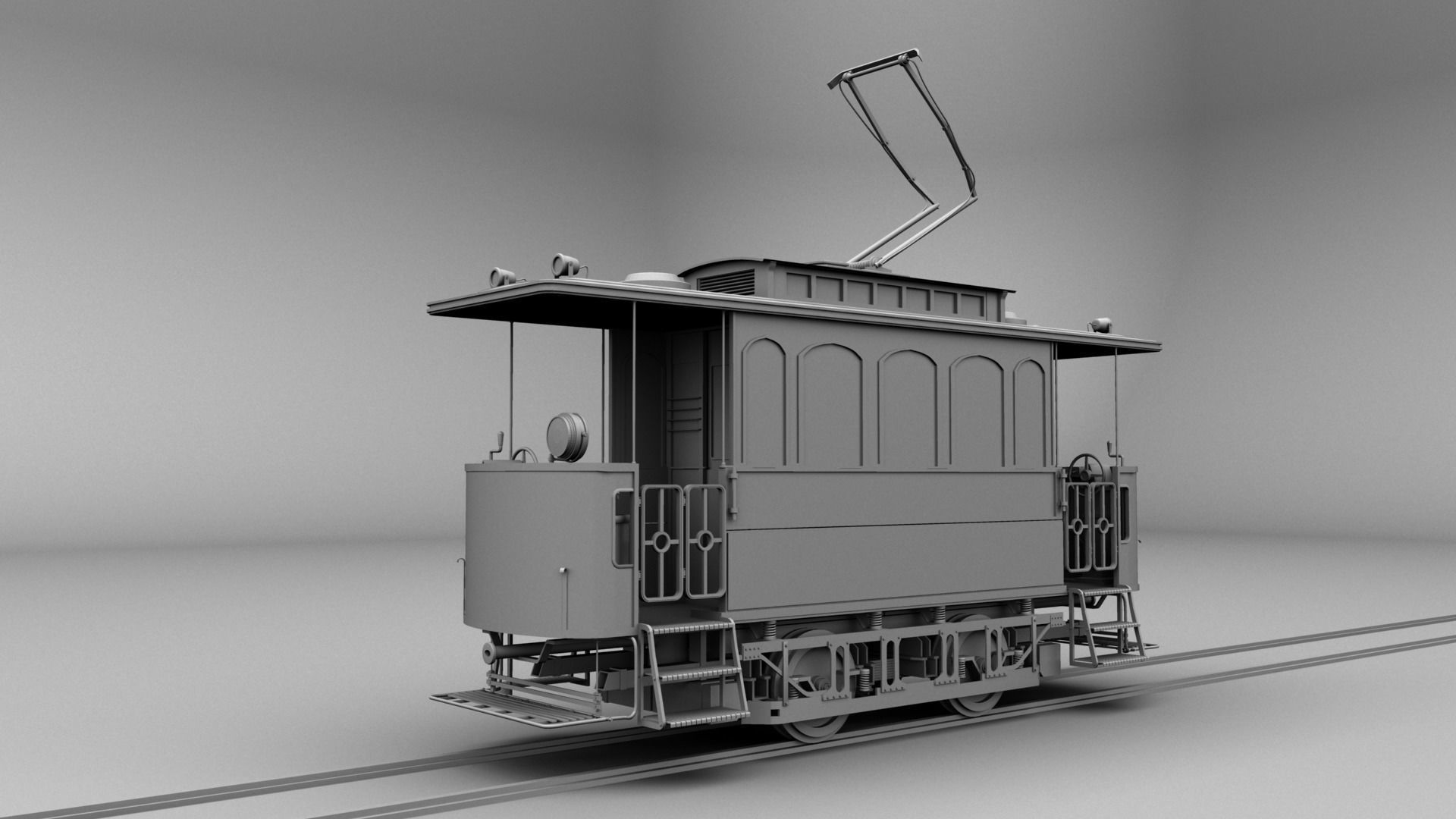 Tram 3dmodel car Low-poly 3D model_3