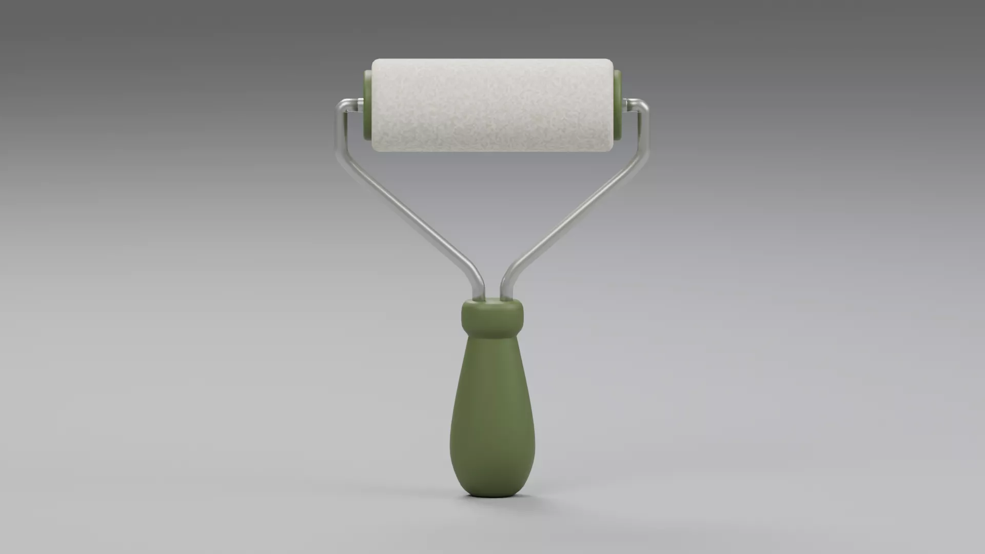 Paint Roller with Olive Grip and Twin Arms Low-poly 3D model