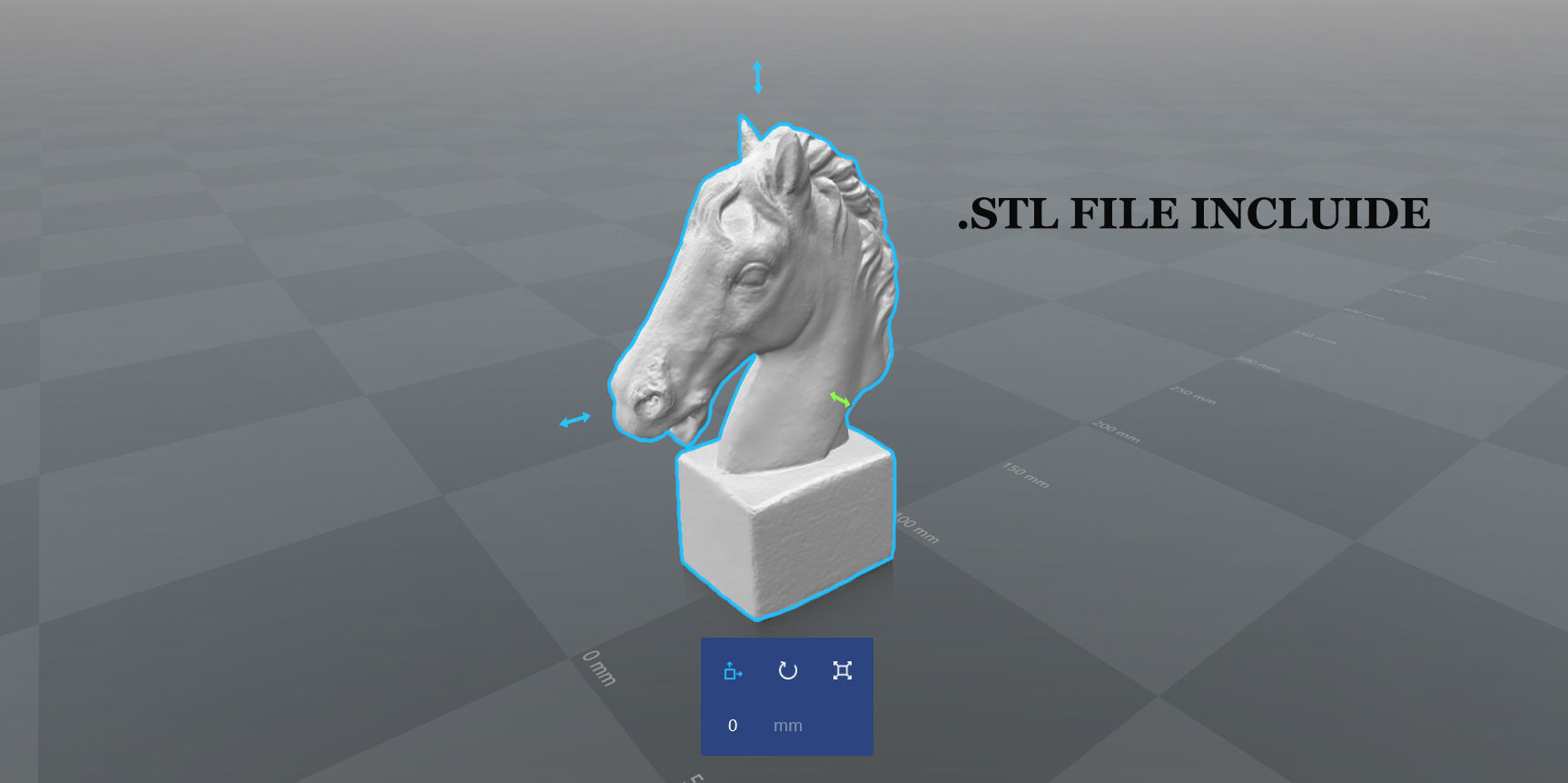 Horse Bust Low-poly 3D model_16
