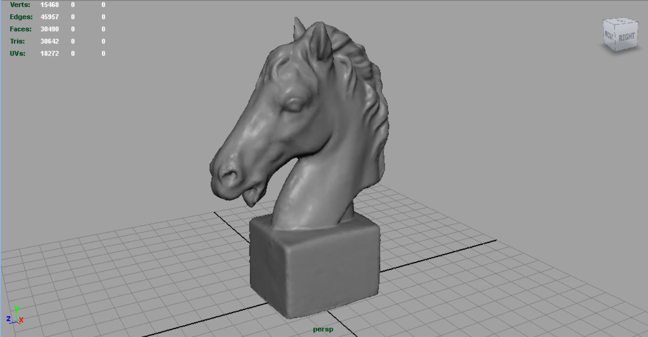 Horse Bust Low-poly 3D model_3