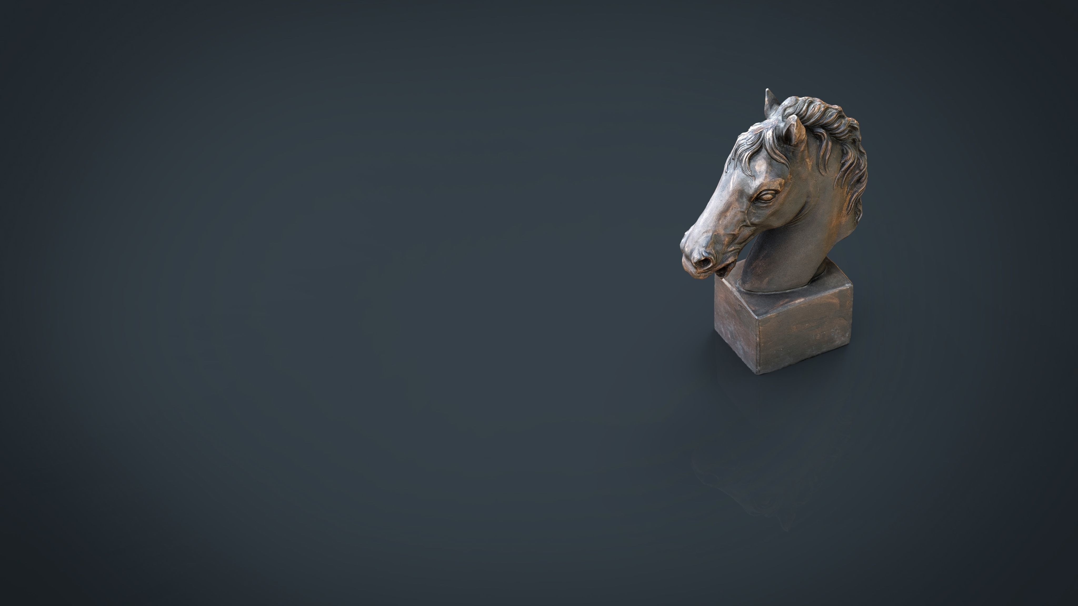 Horse Bust Low-poly 3D model_7