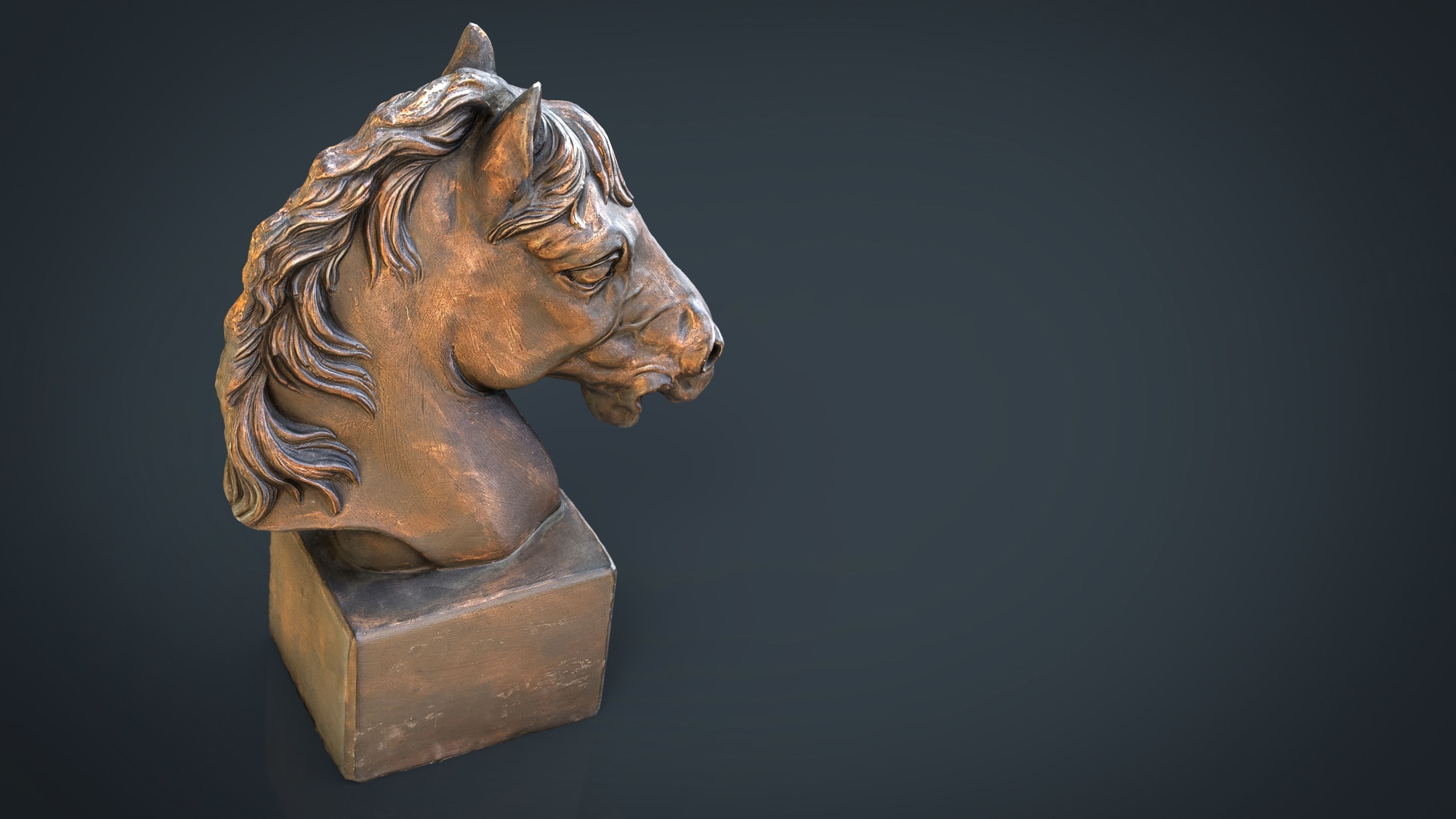Horse Bust Low-poly 3D model_8