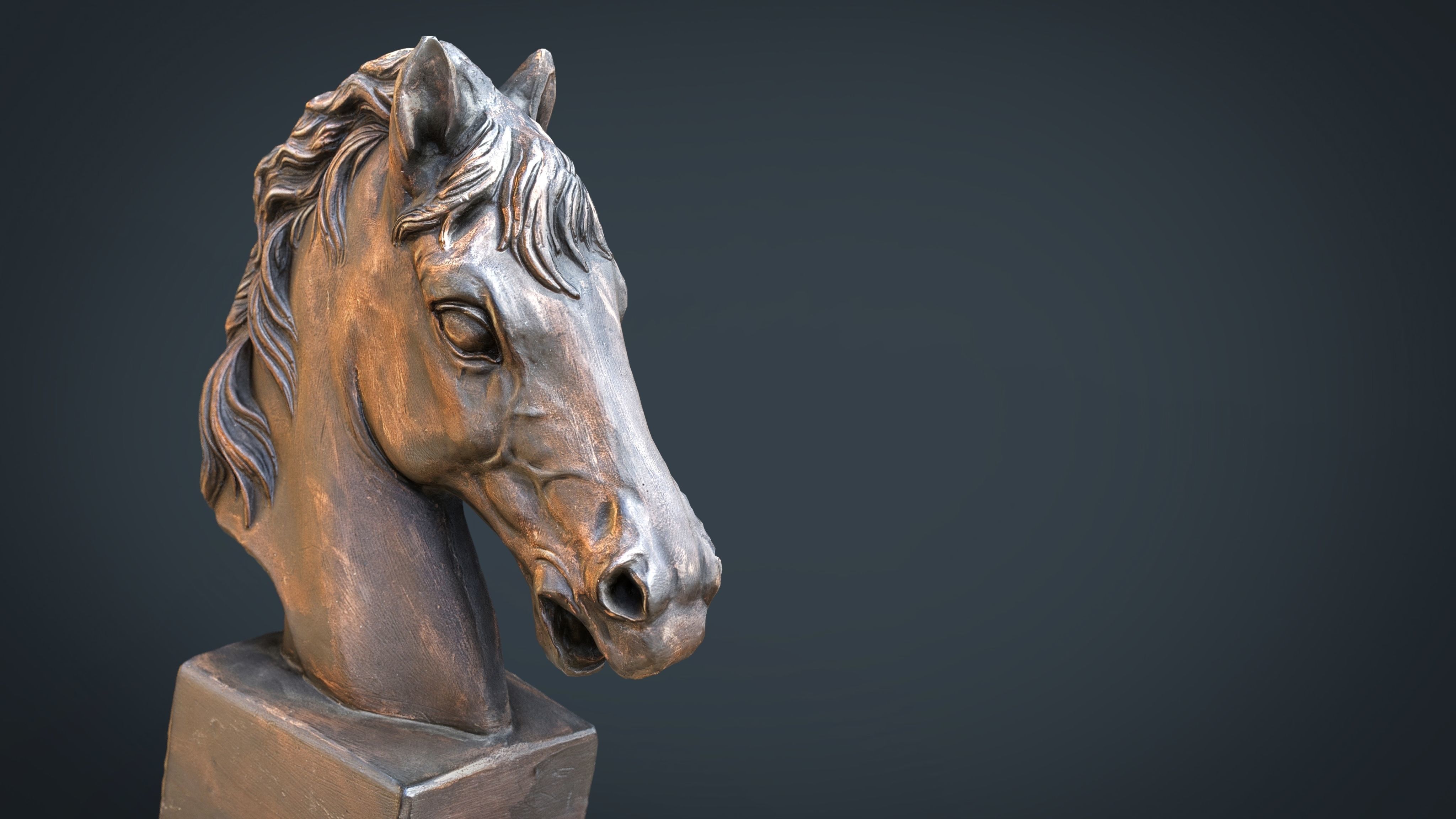 Horse Bust Low-poly 3D model_18