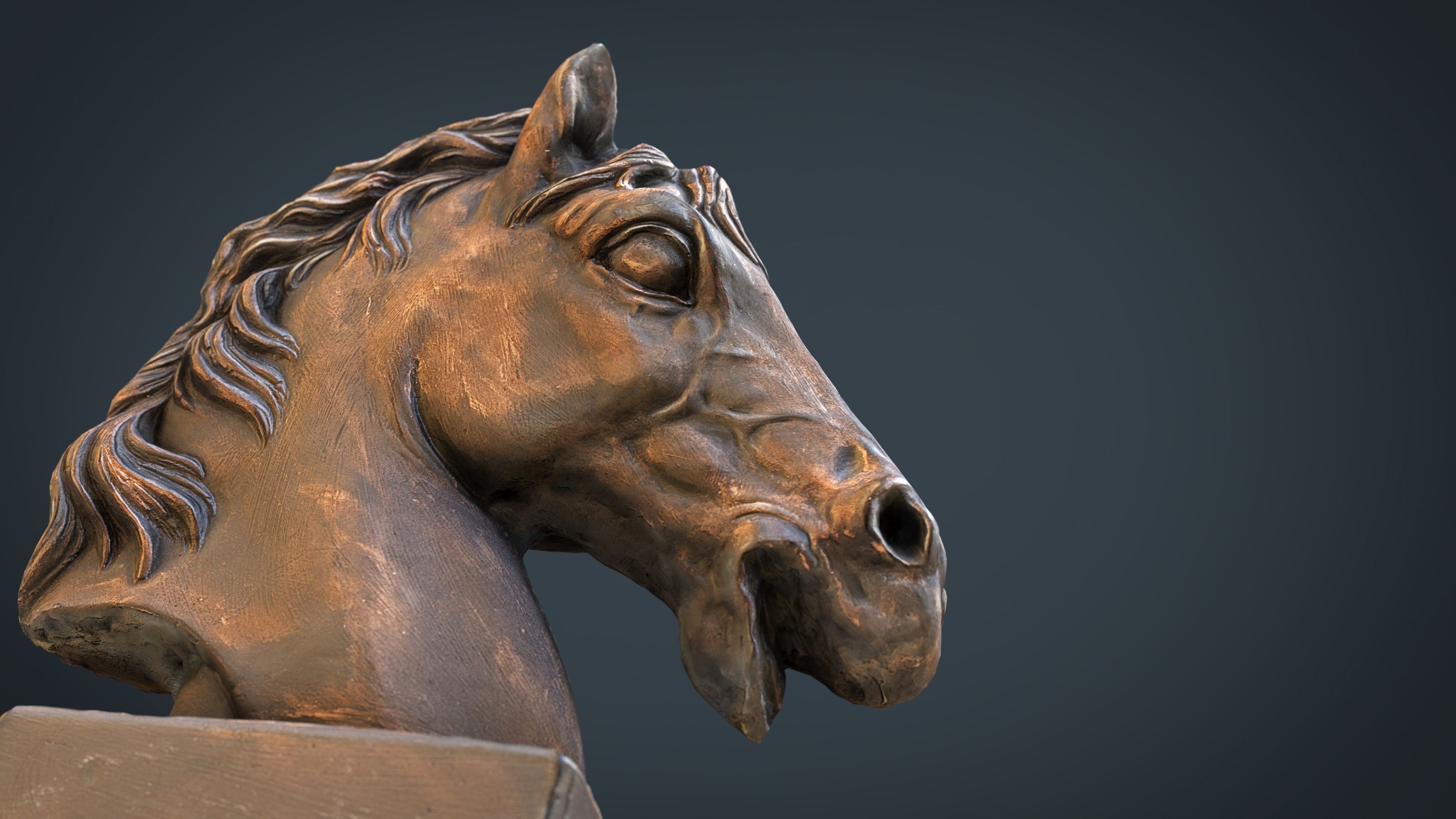 Horse Bust Low-poly 3D model_6