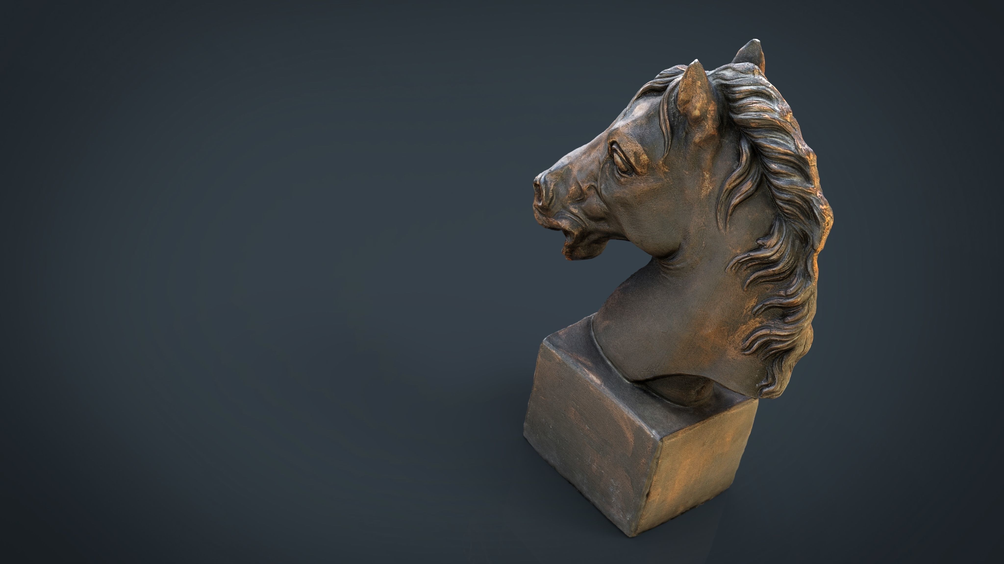 Horse Bust Low-poly 3D model_5