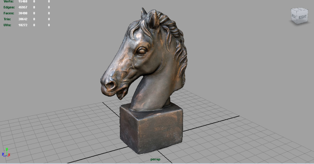 Horse Bust Low-poly 3D model_2