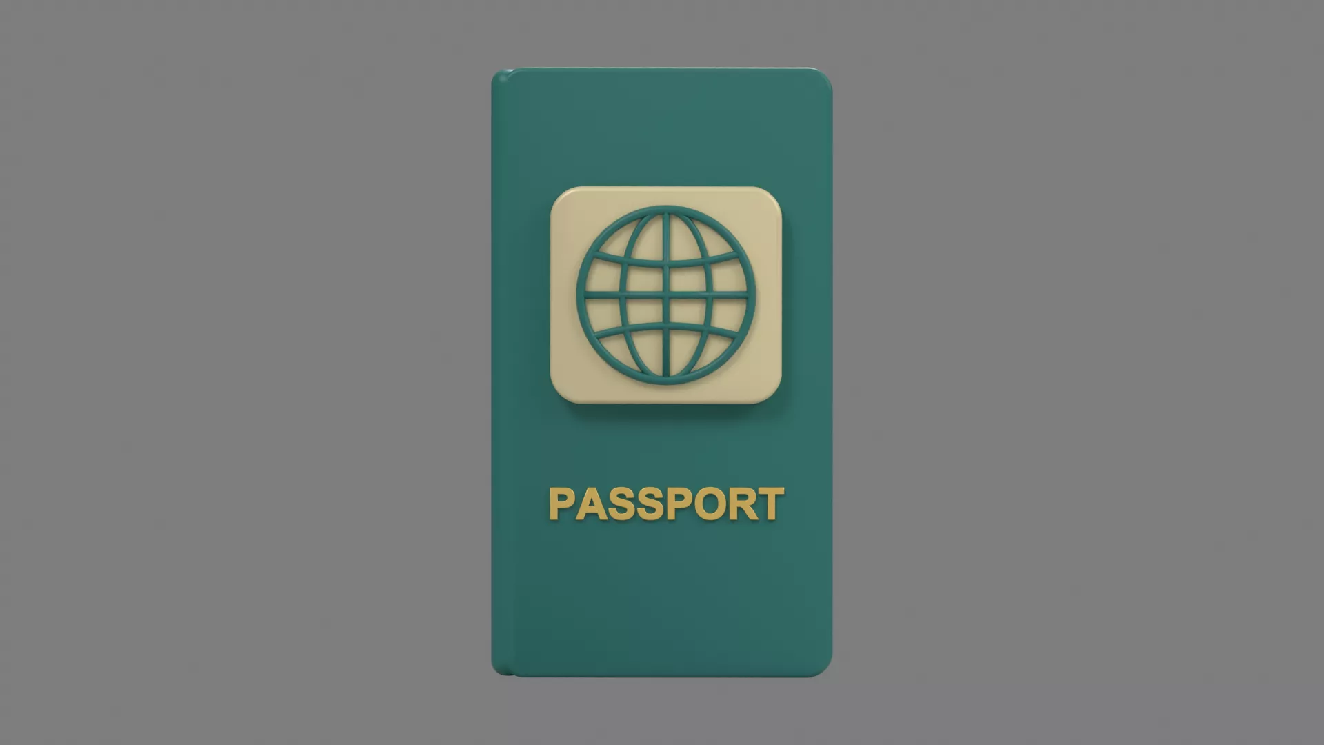 Teal Travel Passport with Globe Panel Low-poly 3D model