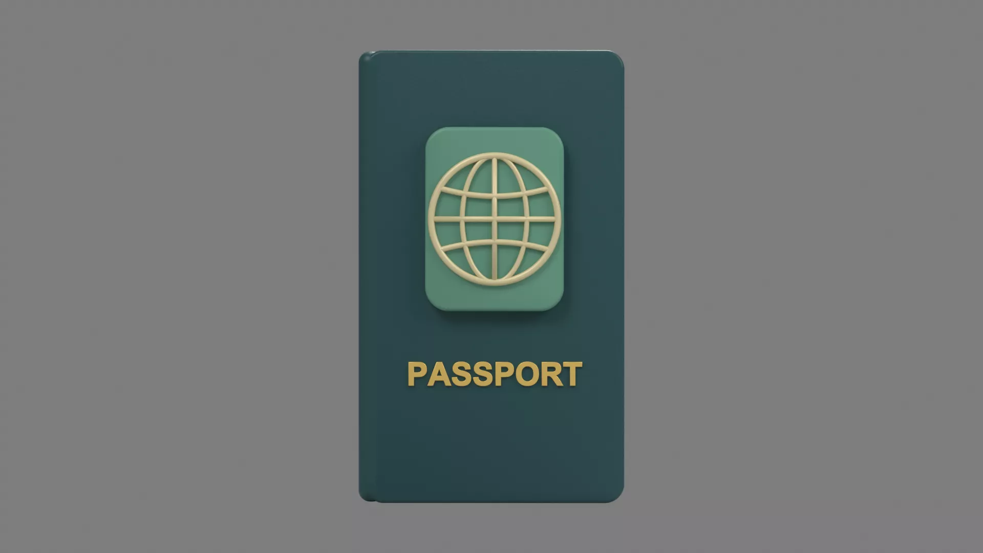 Dark Green Passport Book with Gold Lettering Low-poly 3D model