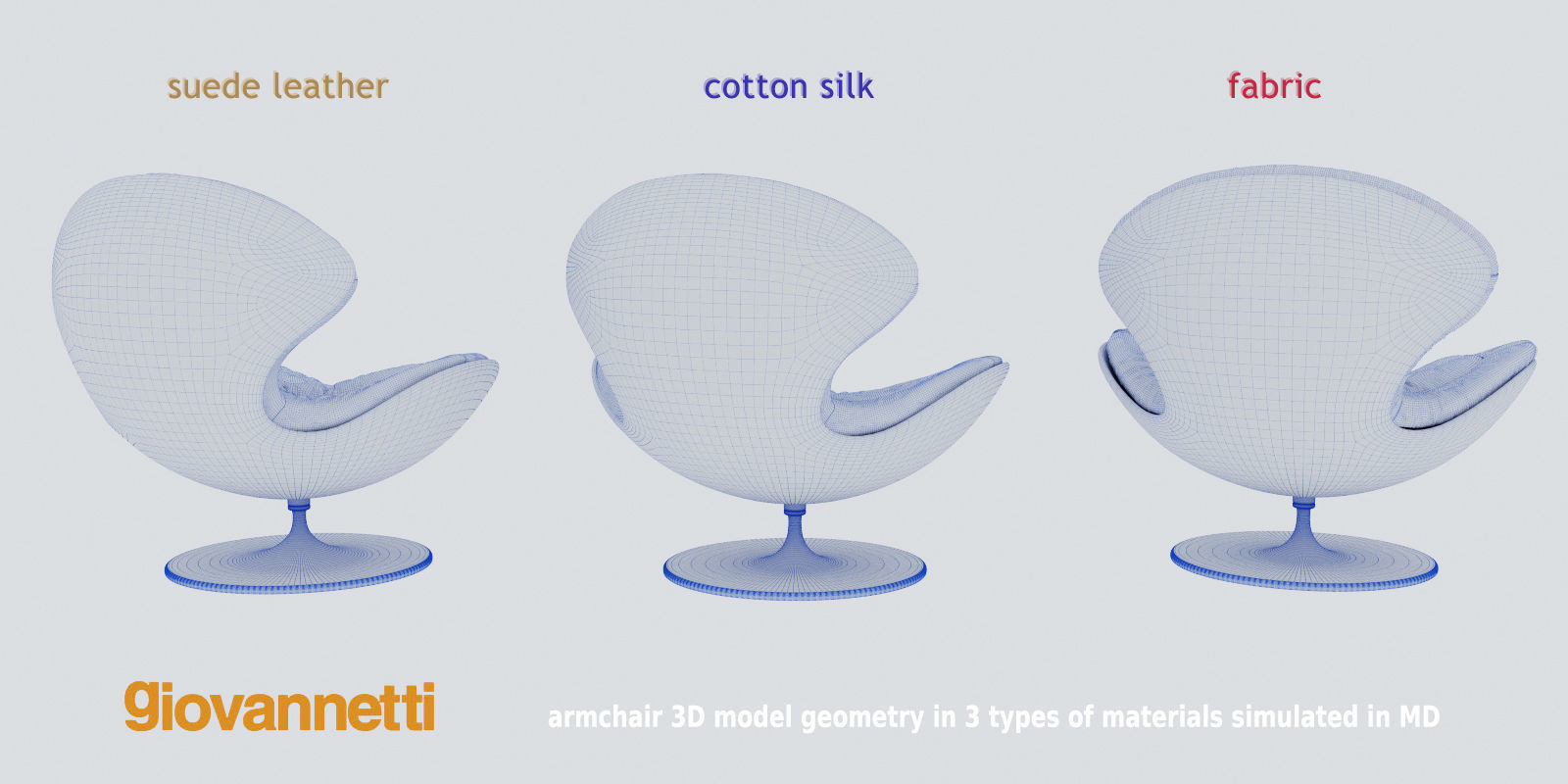 Giovannetti JETSONS armchair geometry for 3 types of materials 3D model_2
