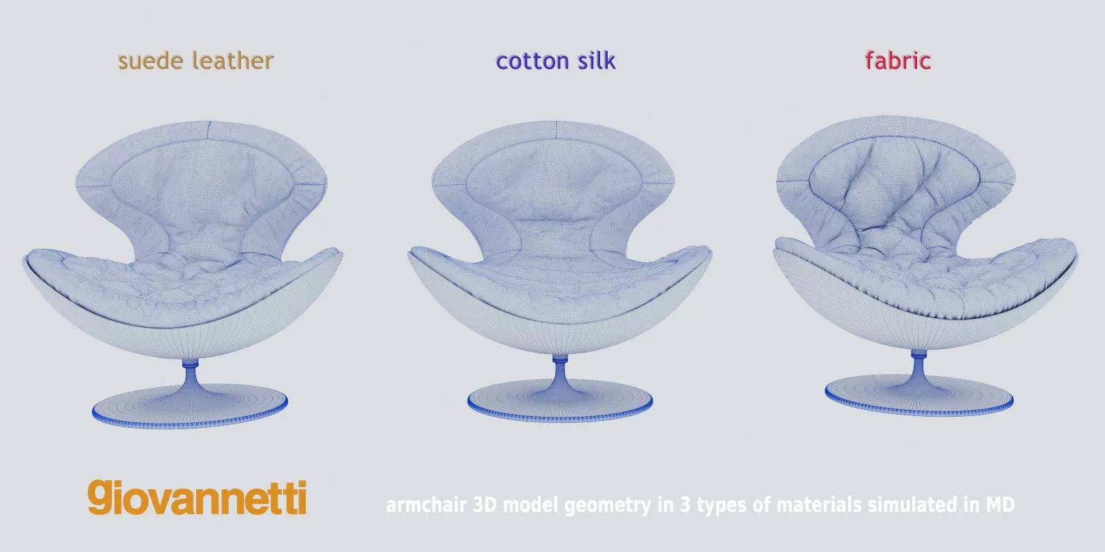 Giovannetti JETSONS armchair geometry for 3 types of materials 3D model_0