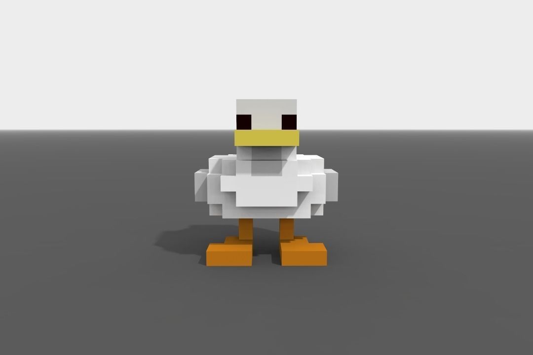 Voxel Duck Low-poly 3D model_1