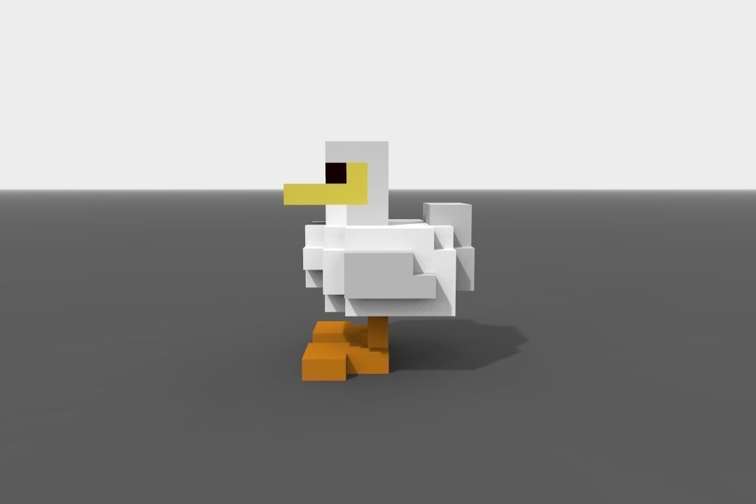 Voxel Duck Low-poly 3D model_3