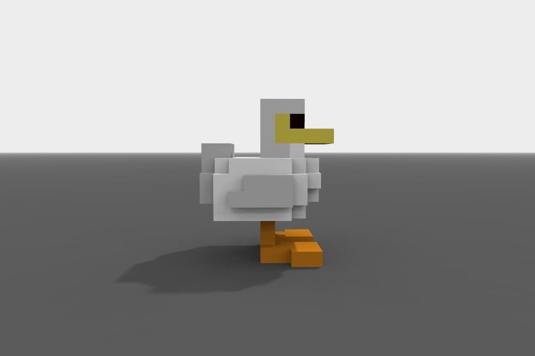 Voxel Duck Low-poly 3D model_5