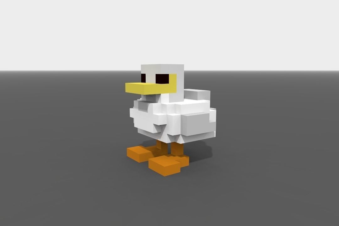 Voxel Duck Low-poly 3D model_2