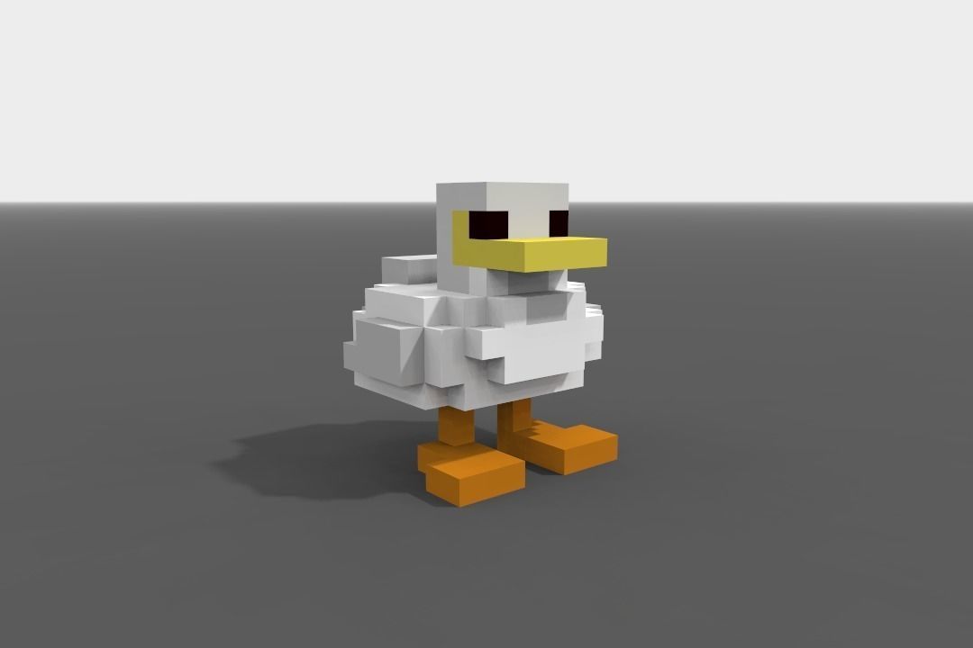 Voxel Duck Low-poly 3D model_6