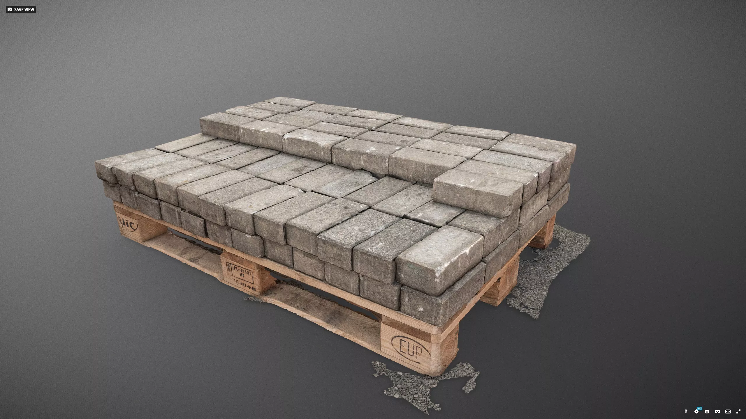 Stack of concrete paving blocks 3D model