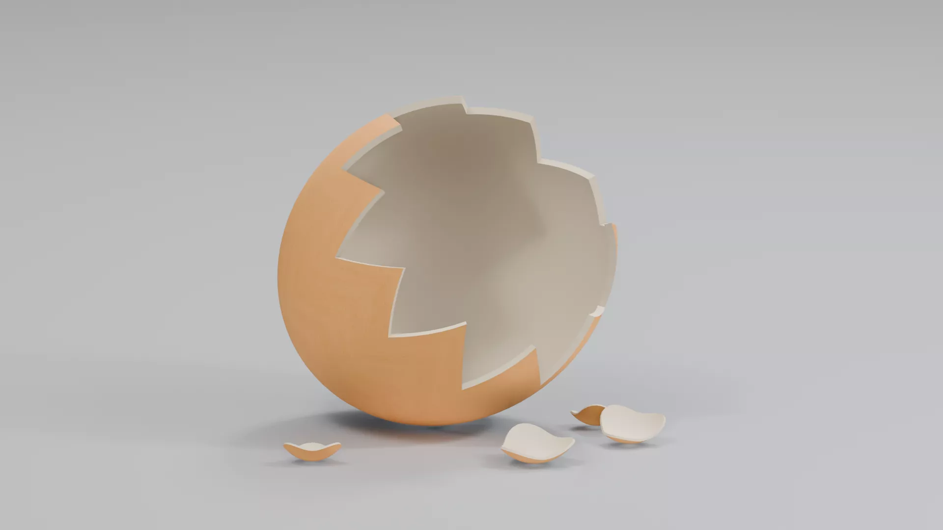 Open Egg Half with Scattered Fragments Low-poly 3D model