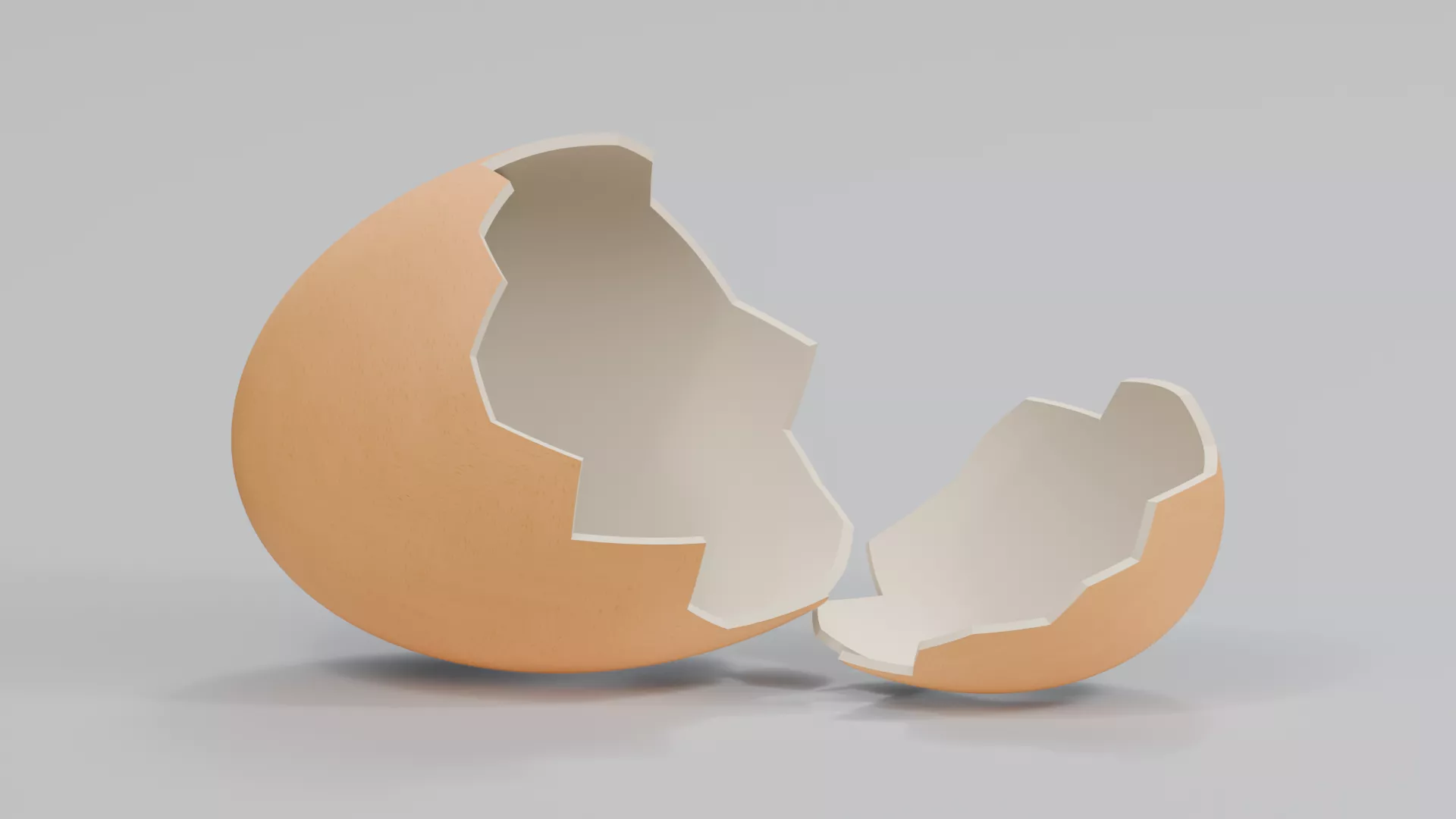 Broken Eggshell Pieces on Surface Low-poly 3D model