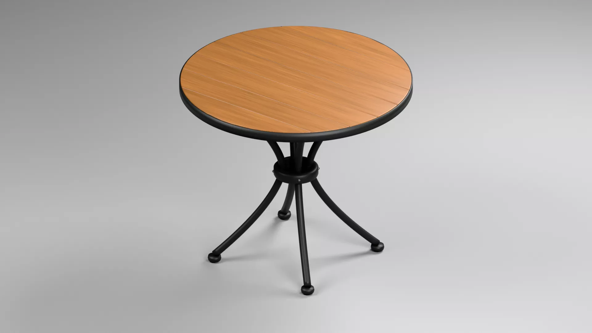 Timber Bistro Table with Curved Metal Legs Low-poly 3D model