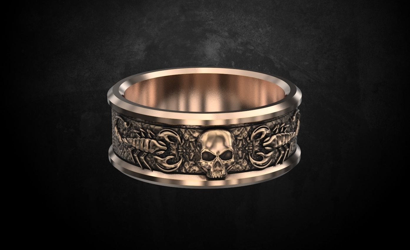 Scorpion ring and skull 137 3D print model_1