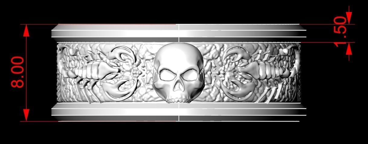 Scorpion ring and skull 137 3D print model_10