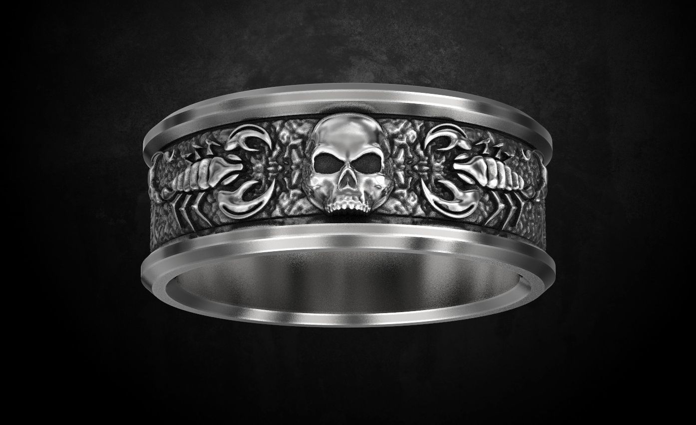 Scorpion ring and skull 137 3D print model_5