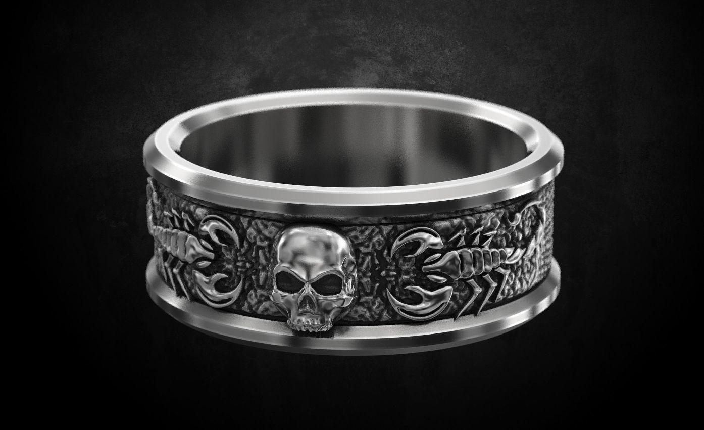 Scorpion ring and skull 137 3D print model_6